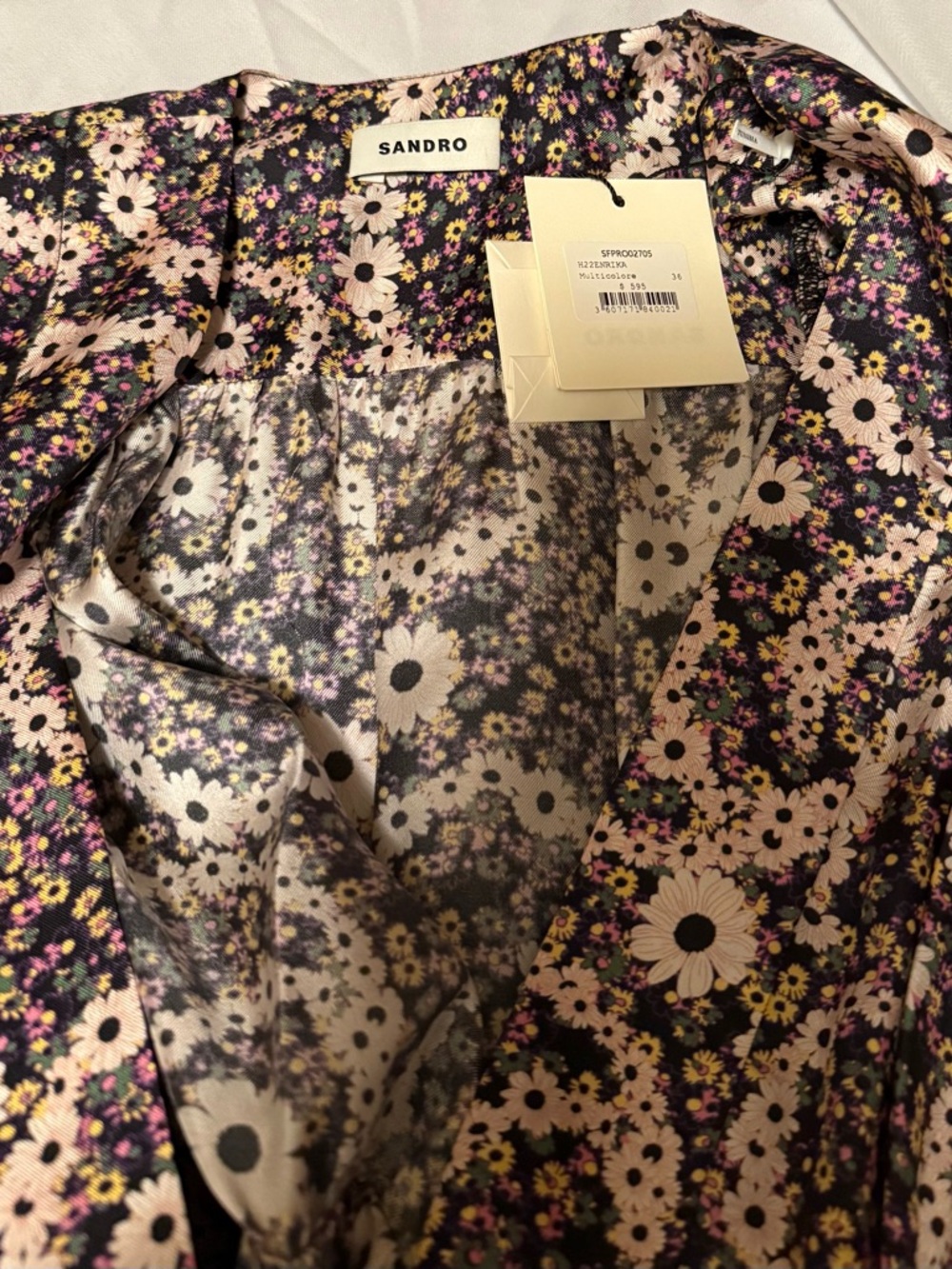 Sandro Floral-Print Silk Midi Dress - Picture 7 of 9